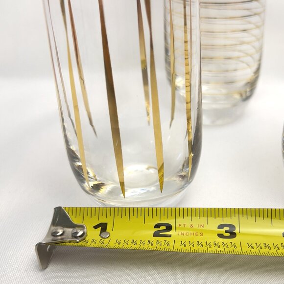 Mid-Century Modern Champagne Glass Flutes Gold & White Glassware Set of 3 - Picture 9 of 10